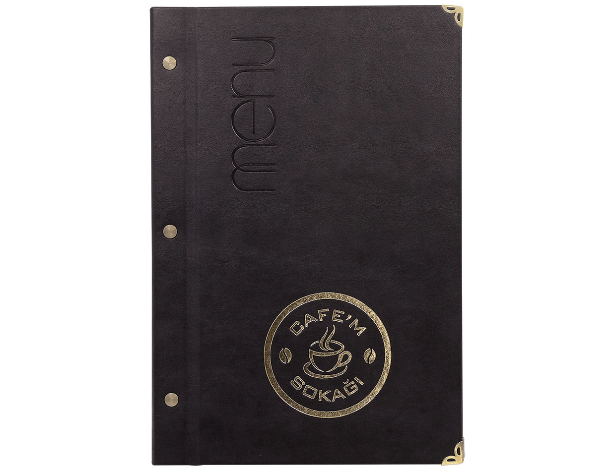 Embossed and Gilded Leather Menu